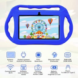 Kindertablet 7 Inch, Android Tablet voor Kinderen, 2GB RAM 32GB ROM, WiFi, IPS-scherm, Ouderlijk Toezicht, Spellen, Educatieve Tablet voor Peuters(Blauw) — thumbnail 5