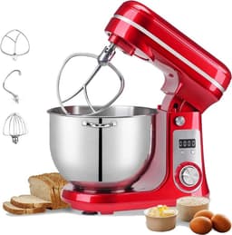 Keukenmachine - Keukenmixer + 3 opzet stukken - Foodprocessor + Deeg haak /Roer stang/ Mengstaaf - 6L - Met Mengkop — thumbnail 1