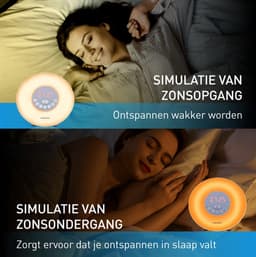 Grundig Wake-Up Light met FM-Radio - Lichtwekker met Simulatie van Zonsopgang - Digitale Licht Wekker met 10 Natuurlijke Geluiden en Kleurenverlichting - Inclusief Snooze- en Timerfunctie — thumbnail 4