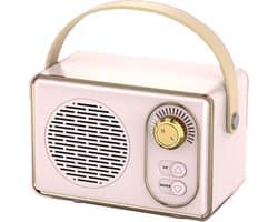 Hoogwaardige Retro Bluetooth speake - Bluetooth speaker - met Ultra Lange Batterijduur - Roze