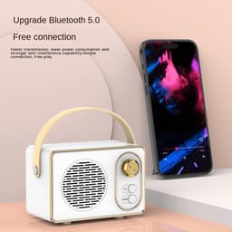 Hoogwaardige Retro Bluetooth speake - Bluetooth speaker - met Ultra Lange Batterijduur - Roze — thumbnail 5