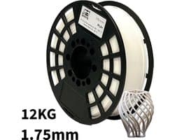 Wit PLA+ 12kg 3D Printer Filament 1.75 mm - Hoge Kwaliteit en Duurzaam - Compatibel met Creality, Bambu Lab, Esun en Andere 3D Printers - Voor 3D Printen van Prototypes, Modellen, Accessoires - voor Professioneel en Thuisgebruik