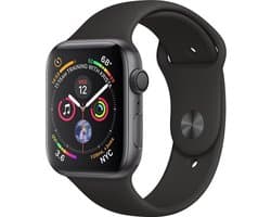 Apple Watch Series 4 GPS + Cellular, 44mm Kast van spacegrijs aluminium, zwart sportbandje