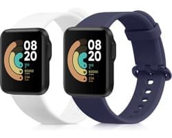 kwmobile 2x horlogebandjes geschikt voor Xiaomi Mi Watch Lite / Redmi Watch bandje - Smartwatch bandjes van TPU - Activity tracker horloge band in donkerblauw / wit