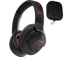PowerLocus MoonFly Koptelefoon Over-Ear met Active Noise Cancelling, Draadloze Hoofdtelefoon, Voice Assistant Activation - Zwart/Rood