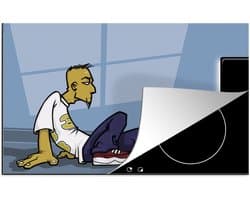 KitchenYeah® Inductie beschermer 83x51.5 cm - Een illustratie van een tiener die televisie kijkt - Kookplaataccessoires - Afdekplaat voor kookplaat - Inductiebeschermer - Inductiemat - Inductieplaat mat