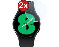 Screenprotector - 2 Stuks - Geschikt voor Samsung Galaxy Watch 4 44 mm - Sterk & Shockproof - Tempered Glass - Gehard Glas - Beschermglas Screen Cover - Bescherm Protector voor Smartwatch