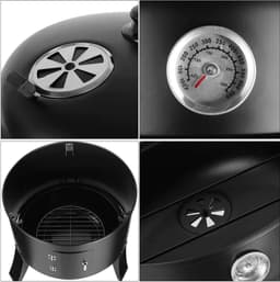 Manzibo BBQ  - Smoker bbq - Grill - Barbecue - Rookoven - Houtskool  - Voor Tuin, Camping - Ronde Barbeque - Zwart — thumbnail 4