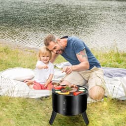 Manzibo BBQ  - Smoker bbq - Grill - Barbecue - Rookoven - Houtskool  - Voor Tuin, Camping - Ronde Barbeque - Zwart — thumbnail 2