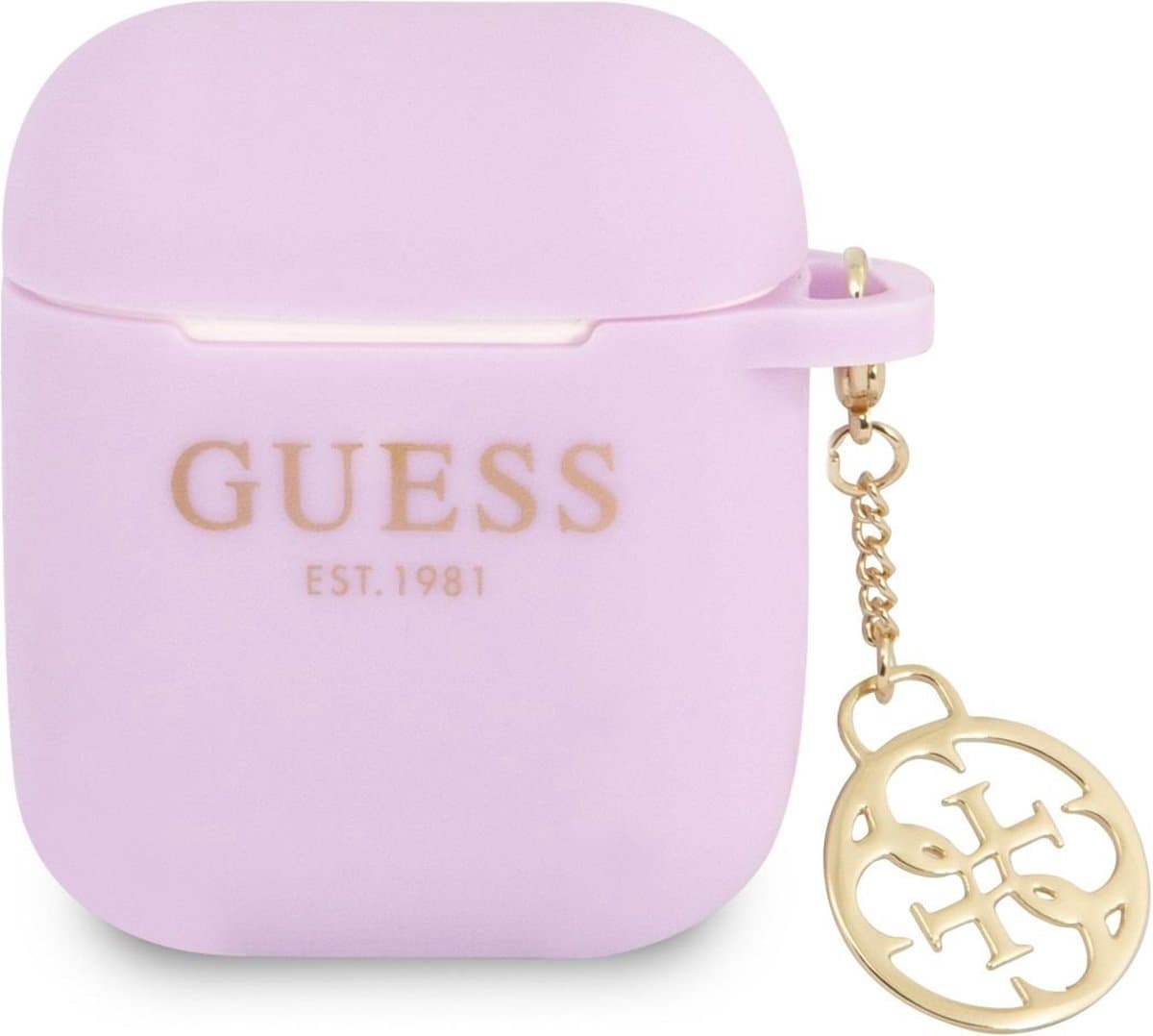 Guess Charms Silicone Case voor Apple Airpods 1 & 2 - Paars — afbeelding 1