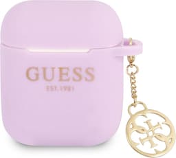 Guess Charms Silicone Case voor Apple Airpods 1 & 2 - Paars — thumbnail 1