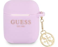 Guess Charms Silicone Case voor Apple Airpods 1 & 2 - Paars