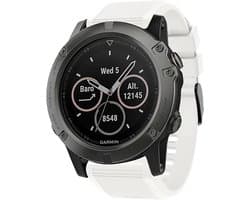 Strap-it siliconen bandje geschikt voor Garmin Fenix 5x (Plus) / Fenix 6x (Pro) / Fenix 7x (Pro - Sapphire - Solar) / Garmin Fenix 8 - 51mm / Enduro 1-2-3 - Quickfit 26mm band voor Garmin smartwatches - Horlogeband- wit