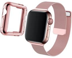 Rosé Bandje + Hoesje geschikt voor Apple Watch Series 4 40mm