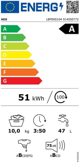 AEG ÖKOMix L8FENS104 - Wasmachine - 10 kg - 1400 toeren - Energielabel A — thumbnail 3