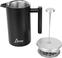 Leccur French Press Koffiemaker - Cafetière Dubbelwandig - RVS 1 liter — thumbnail 2