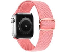 By Qubix - Geschikt voor Apple Watch bandje - Solo Loop Nylon bandje - Roze - Geschikt voor Apple Watch 44mm / 45mm / 46mm / 49mm (Ultra 1,2 en 3) - Smartwatch bandje - nylon - bandje iWatch