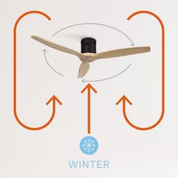 CREATE - Plafondventilator 40W silent Ø132 cm - Met Afstandsbediening - 6 Snelheden - Timer - Zomer/Winter functie - Zwart - WIND CALM — thumbnail 2