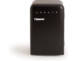 CREATE - Koelkast in retrostijl - Zwart - Handvat Zilver - FRIDGE RETRO 107L