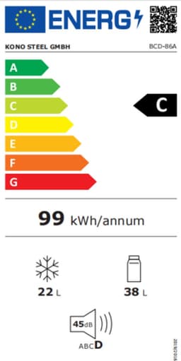 Retro koelkast- Mini koelkast - Vrijstaande koelkast-Koelkast met vriesvak – 7 standen – LED licht – Stil - Kantoor - 60L- 1 - Crème — thumbnail 2