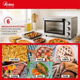 Elektrische Oven - Compacte Keukenoven - Thuis Bakken - 6 Kookfuncties - 25 Liter - Zilver — thumbnail 3