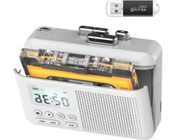 Cassettespeler Recorder - Tape naar MP3 - Muziek Digitaliseren - Ingebouwde Microfoon - 1000mAh Batterij - Zwart