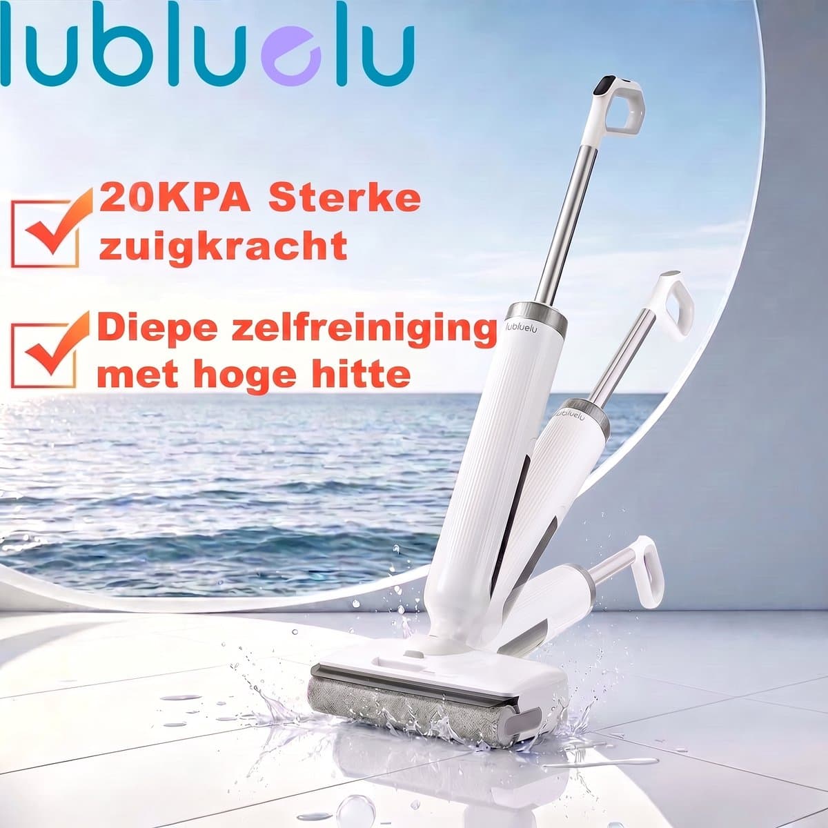 Lubluelu T9 nat- en droogzuiger - 180° ultradunne liggende stand - 20Kpa Draadloze Nat- en droogzuiger met zelfreinigend systeem – LCD-scherm - Alles-in-één vloerreiniger - Geschikt voor Harde vloer — afbeelding 1