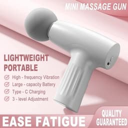Mini-massagepistool - Draagbare spiertherapie, diepe weefselpercussiemassage voor atleten, pijnverlichting en herstel, stille technologie, 6 opzetstukken, voor mannen en vrouwen, wit — thumbnail 3