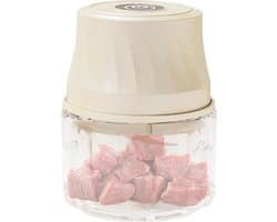 Elektrische Knoflook Hakker - Mini Keukenmachine - Maaltijd Voorbereiding - Oplaadbaar Met Veiligheidsgesp - 350 Milliliter - Crèmekleurig