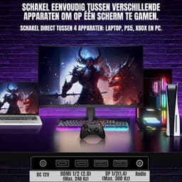 QIN® Gaming Monitor 240hz - Gaming Monitor - Zwart - ‎‎20cm x 62cm x 46cm — thumbnail 4