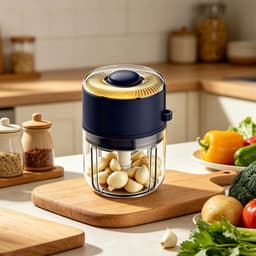 Mini Hakmolen - Keukenrobot - Snel Ingrediënten Snijden - Vaatwasmachinebestendig - 350 ml - Blauw — thumbnail 2