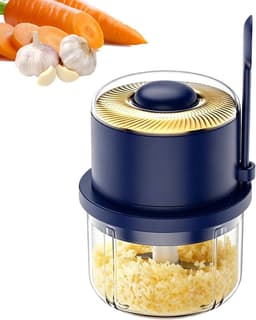 Mini Hakmolen - Keukenrobot - Snel Ingrediënten Snijden - Vaatwasmachinebestendig - 350 ml - Blauw — thumbnail 1