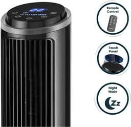 Torenventilator - Stil apparaat - Ruimte verkoelen - 3 snelheden - 102 cm hoog - Zwart — thumbnail 3