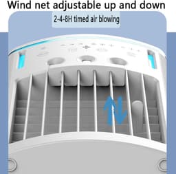 Draagbare airconditioner (1000 ml) met afstandsbediening – 4-in-1 luchtkoeler met 3 snelheden, nachtlampje met kleurverandering en timer (2-8 uur) – Mini-airco voor slaapkamer en kantoor — thumbnail 4