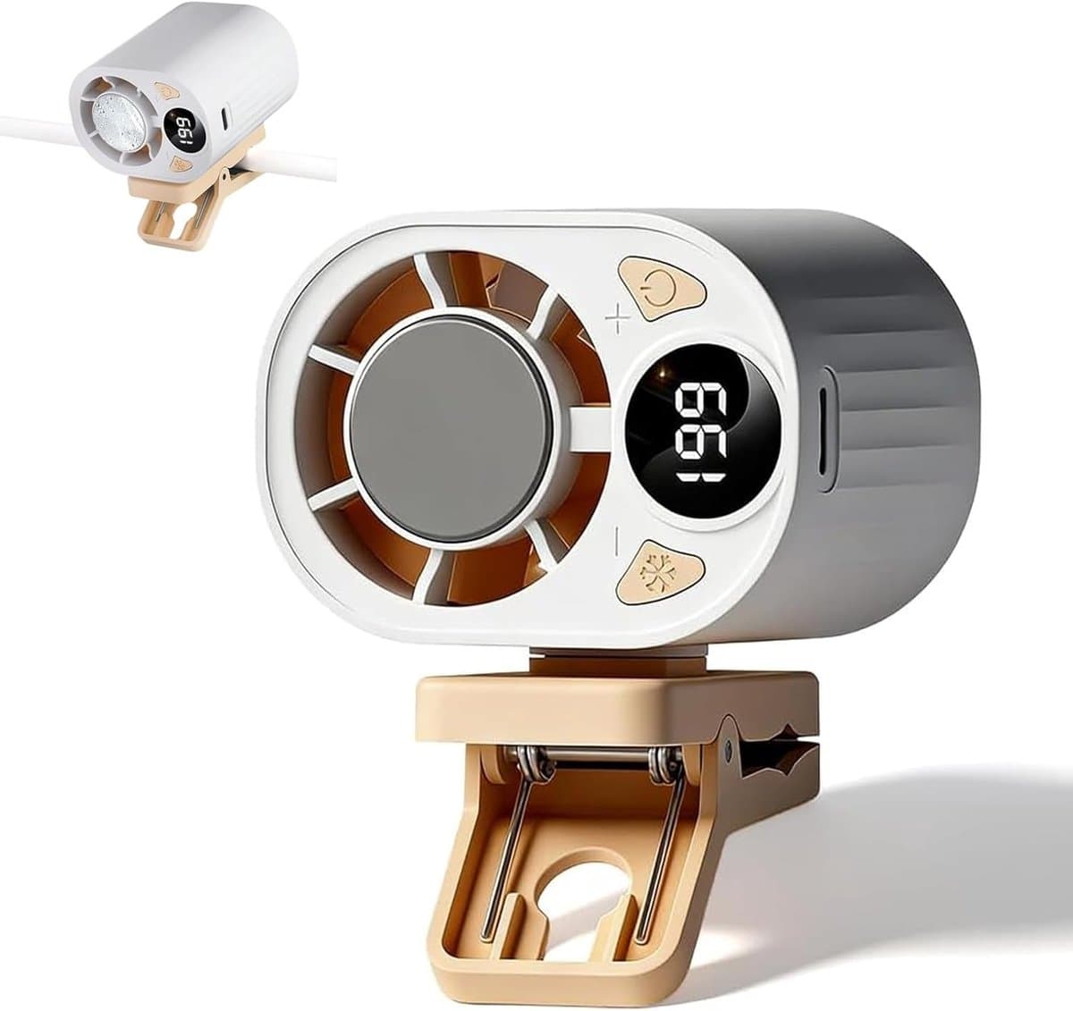 LISM - Autocassette-airconditioner, draagbare auto-airconditioner, mini-ventilator met draaifunctie, USB-oplaadfunctie, stille mini-ventilator zonder bladen met 199 snelheden, autocassette-airconditioner (wit) — afbeelding 1
