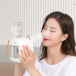 Oplaadbare mini verdampingsluchtkoeler voor kinderen, geschikt voor waterflesaansluiting, USB persoonlijke koelventilator met luchtbevochtiger（Grijs） — thumbnail 2