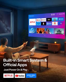 Aurzen EAZZE D1 Air Smart Beamer – Full HD 1080P – 300 ANSI – Netflix – Prime Video – YouTube – Dual-Band WiFi (2.4/5GHz) - Bluetooth 5.2 – HDR10 – Dolby Audio - Cloud White — thumbnail 2
