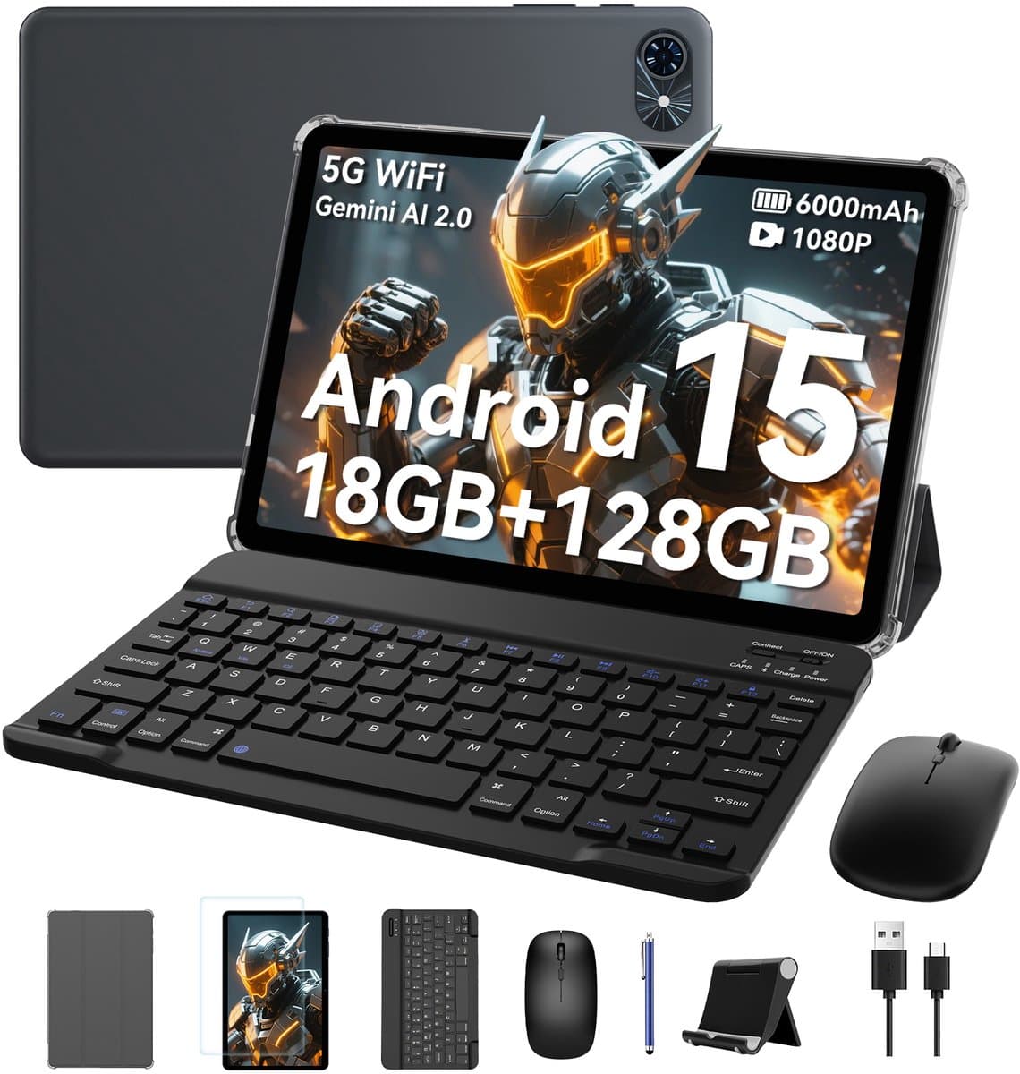 ExcitPower T80 - Tablet - 18GB RAM - 128GB ROM - 6000mAh - Android 16 - Bluetooth 5.0 - Grijs — afbeelding 1