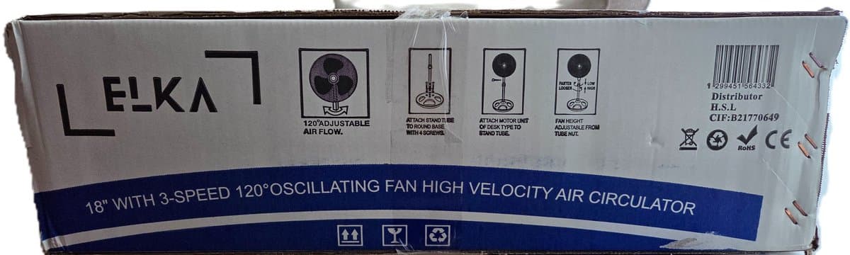 ELKA STAANDE VENTILATOR 100WATT — afbeelding 1