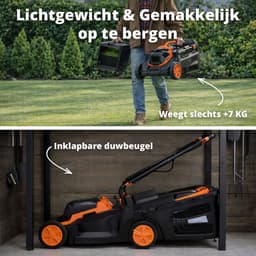 FlinQ Accu Grasmaaier - Incl Accu & Oplaadstation - 32cm maaibreedte - 3 instelbare maaihoogtes - Gazonoppervlakte: tot 130 m² - 25L grasopvangbak - 3800 toeren per minuut — thumbnail 2