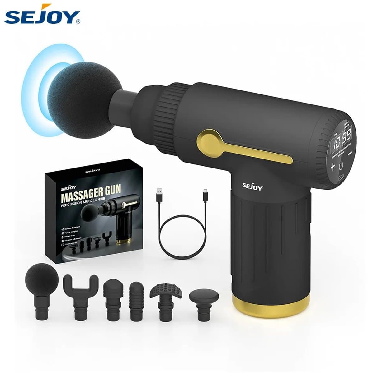 VidaStore massage gun - Massage pistool - Massage apparaat - Sportmassage - Touchscreen - 10 snelheden - 6 verschillende koppen — afbeelding 1