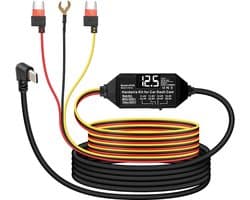 USB C Dash Cam hardwire Kit, 12V-24V tot 5V type C Hard Wire Kit voor Dash Camera 11.5FT, 24H parkeermodus met laagspanningsbeveiliging voor dashcam, GPS, radardetectoren en meer