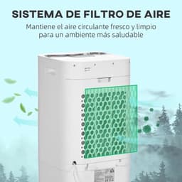 Mobiele Airco - Draagbare Airconditioning - Mini-Airconditioning - Verdampings Luchtbevochtiger - met Wielen - 15L Reservoir - voor Koeling - Ventileren - 65W - 62dB - 15-20 m² - 220-240 V/50HZ - 32 x 37 x 74 cm - Wit — thumbnail 4