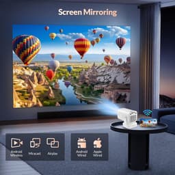 SnelShoppen - Mini Projector FHD 1080P, Draagbare Buiten Cinema met 5G WiFi 6+Bluetooth 5.4, Android 11.0, Auto Focus Correctie voor PC/Laptop, Perfec — thumbnail 3