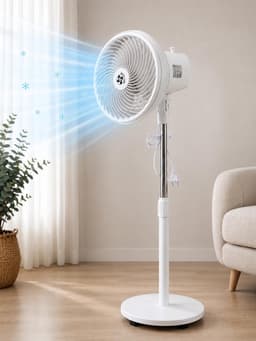 Statiefventilator - Ø 25 cm - 70W - 3 Snelheden - Verstelbare Hoogte (90-125 cm) - Wit — thumbnail 1