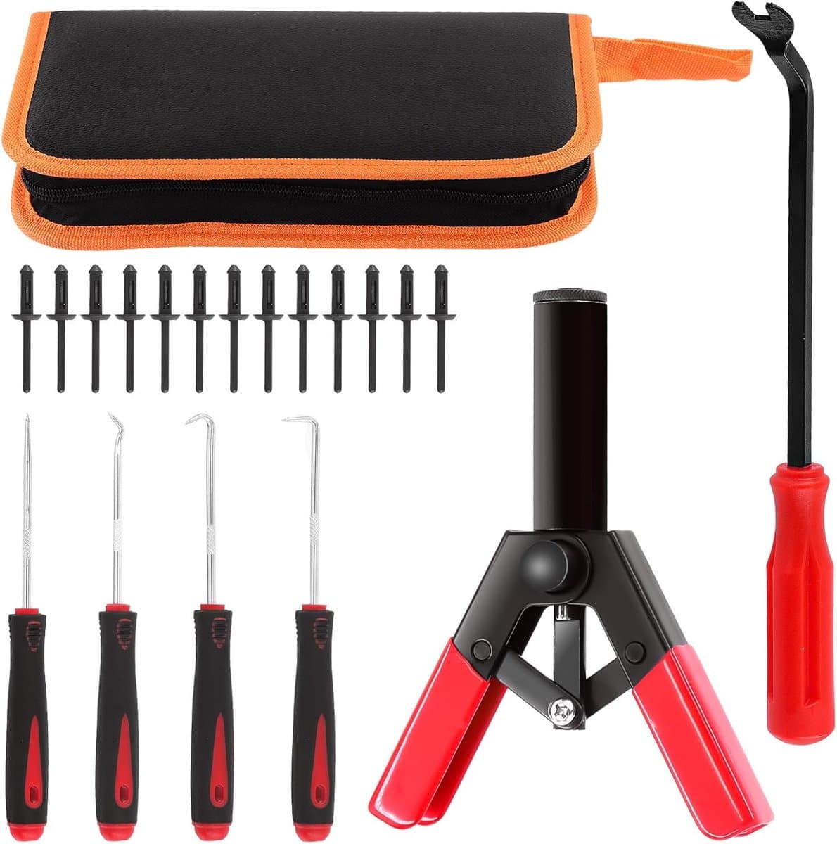 SnelShoppen - 46-delige Poly Rivet Gun Set - Multifunctionele Rivet Verwijder Tool voor Plastic en Metalen Clips - Inclusief Rivet Gun voor Veilig Geb — afbeelding 1