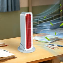Bladloze torenventilator - Torenventilator voor de slaapkamer - Draagbare oplaadbare ventilator - Drie windsnelheden - Persoonlijke koelventilator - Geschikt voor kantoren, woonkamers, slaapkamers, bureaus en nachtkastjes - Blauw - 77,4*314,1*82 mm — thumbnail 1