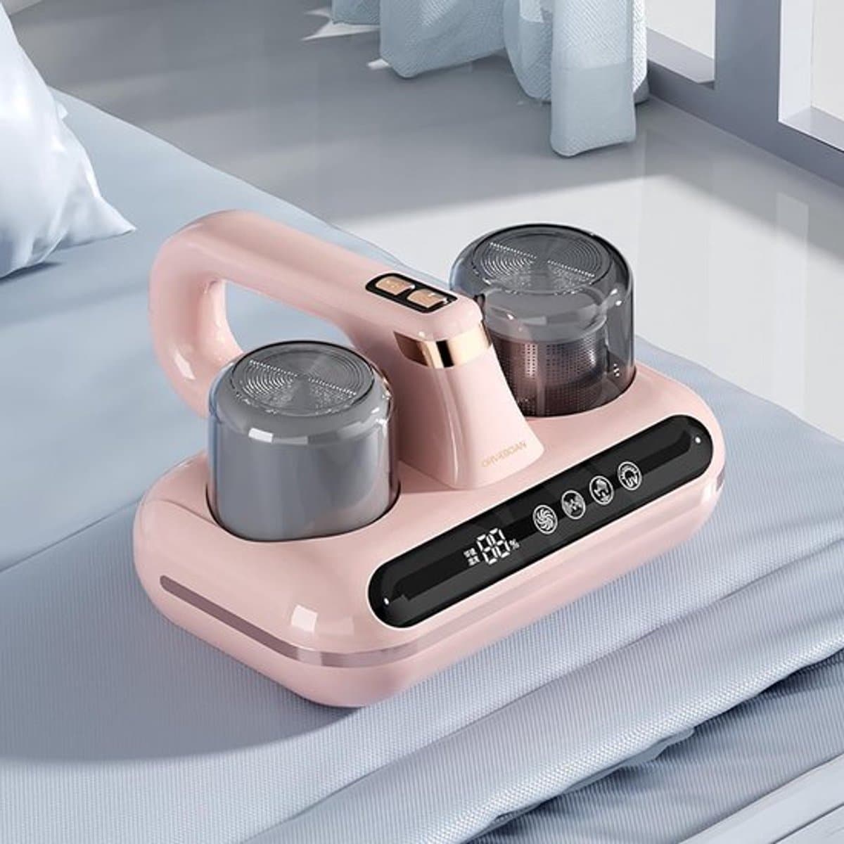 Draadloze matrasstofzuiger van 100 W | Handstofzuiger voor bedden | Uitgerust met 1 filter, 1800 mAh accu, 10 kPa zuigkracht, LED-display met hygrometer - 2 standen, reinigt effectief bedden, kussens, banken en tapijten. — afbeelding 1