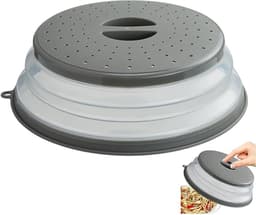 Magnetron Deksel - Voedsel Beschermer - Schoon Houden - Inklapbaar met stoomopening - 21 x 8 cm - Grijs — thumbnail 1