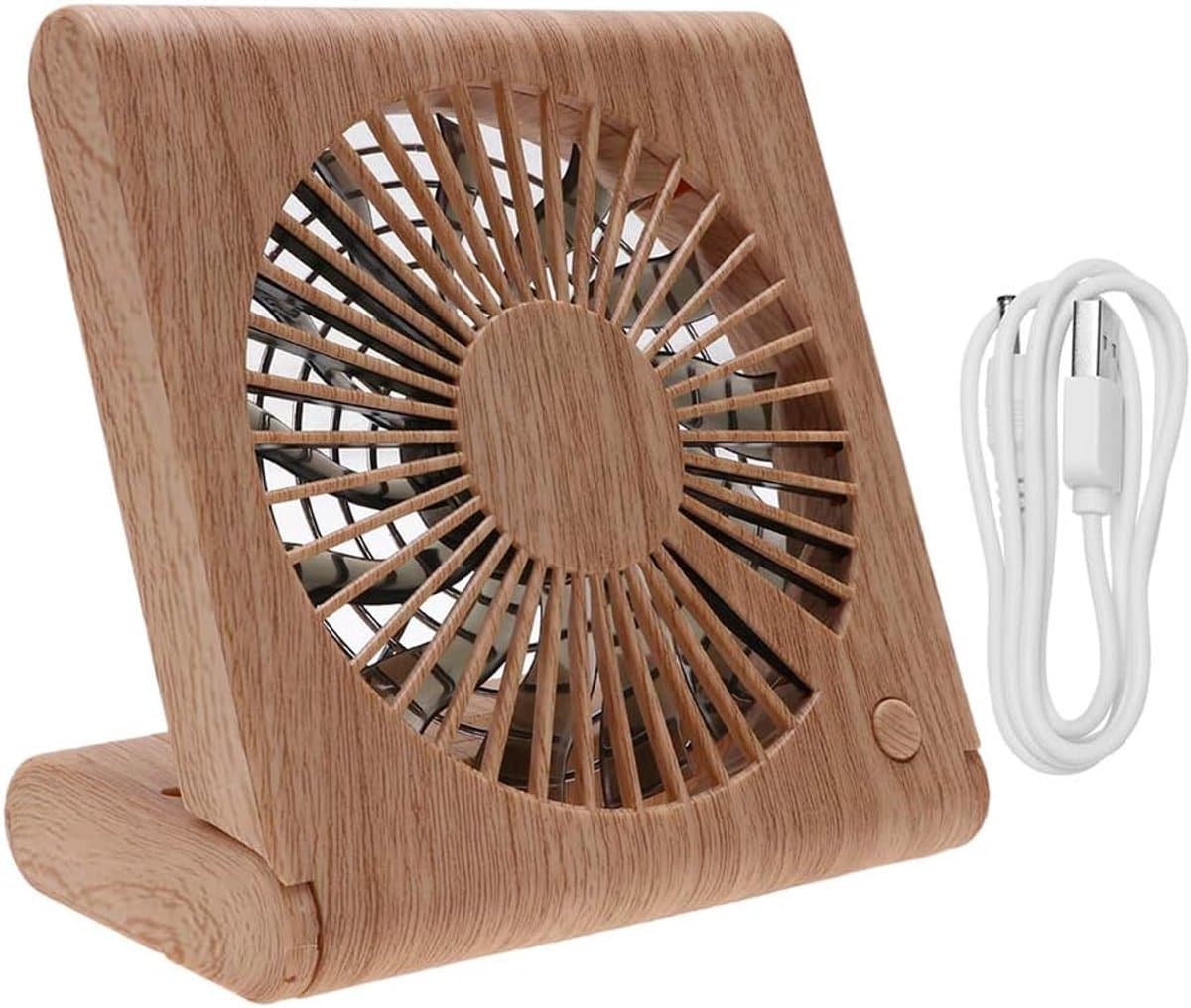 Draagbare bureauventilator, oplaadbaar via USB – Bruin — afbeelding 1